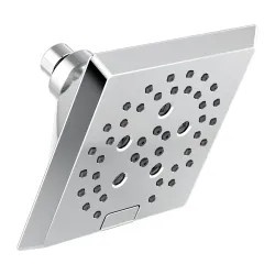 Click here to see Delta 52664 Delta H2Okinetic 5-Setting Angular Modern Raincan Shower Head, 1.75 GPM, Chrome - 52664