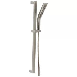 Click here to see Delta 51799-SS Delta 3-Setting Hand Shower with Slide Bar, H2Okinetic, Touch-Clean, WaterSense, 1.75 GPM, Stainless - 51799-SS