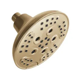 Click here to see Delta 52666-CZ Delta H2Okinetic 5-Setting Transitional Raincan Round Shower Head, 1.75 GPM, Champagne Bronze - 52666-CZ