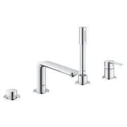 Click here to see Grohe 19577001 Grohe Lineare Single-Handle Roman Tub Faucet with Sena Stick Hand Shower, 4 Hole, SpeedClean Nozzles, SilkMove Ceramic Cartridge, Starlight Chrome - 19577001