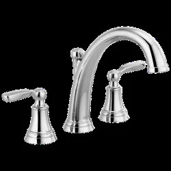 Click here to see Delta T2732 Delta Woodhurst Two-Handle Roman Tub Faucet Trim, Arc Spout, Lever Handles, ADA-Compliant, Chrome - T2732