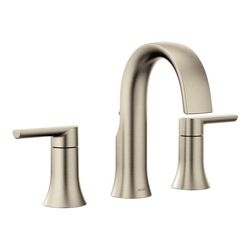 Click here to see Moen TS6925BN Moen Doux Two-Handle Widespread Brushed Nickel Lavatory Faucet, 1.2 GPM, 60 PSI, WaterSense, Lever Handles, Three-Holes - TS6925BN