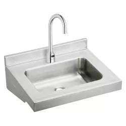 Click here to see Elkay ELV2219SACTMC Elkay ELV2219SACTMC Stainless Steel Wall Hung Lavatory Sink Kit With Sensor Faucet - Buffed Satin