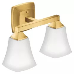 Click here to see Moen YB5162BG MOEN YB5162BG CSI VOSS TWO GLOBE BATH LIGHT SCONCE BRUSHED GOLD