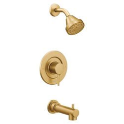 Click here to see Moen T2193BG Moen Align Posi-Temp Tub/Shower Faucet with Temperature Indicator, 2.5 GPM, 1-Function, Single Lever Handle, M-PACT, Brushed Gold - T2193BG
