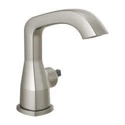 Click here to see Delta 576-SSLPU-LHP-DST Delta Stryke Stainless Lavatory Faucet with Escutcheon, Less Pop-Up, 1.2 GPM, Less Handle, DIAMOND Seal - 576-SSLPU-LHP-DST