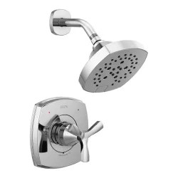 Click here to see Delta T142766 Delta Stryke Monitor 14 Series Single-Handle H2Okinetic Shower Faucet with 5-Setting Showerhead, 1.75 GPM, Helo Handle, Chrome - T142766