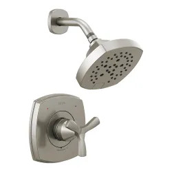 Click here to see Delta T142766-SS Delta Stryke Monitor 14 Series Single-Handle H2Okinetic Shower Faucet with 5-Setting Showerhead, 1.75 GPM, Helo Handle, Stainless - T142766-SS