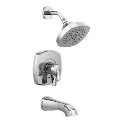 Click here to see Delta T17476 Delta Stryke Monitor 17 Series H2Okinetic Tub/Shower Faucet with Volume Control, Two-Handle, 1.75 GPM, Lever Handle, Chrome - T17476