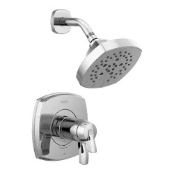 Click here to see Delta T17T276 Delta Stryke TempAssure 17T Series Two-Handle Thermostatic Shower Faucet with H2Okinetic Showerhead, 1.75 GPM, Lever Handles, Chrome - T17T276