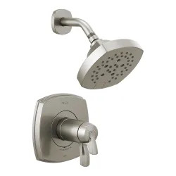 Click here to see Delta T17T276-SS Delta Stryke TempAssure 17T Series Two-Handle Thermostatic Shower Faucet with H2Okinetic Showerhead, 1.75 GPM, Lever Handles, Stainless - T17T276-SS