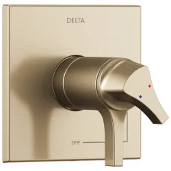 Click here to see Delta T17T074-CZ Delta Zura TempAssure 17T Series Two-Handle Valve Trim, Lever Handles, Champagne Bronze - T17T074-CZ