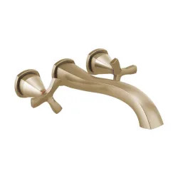 Click here to see Delta T57766-CZWL Delta Stryke Two-Handle Wall-Mount Tub Faucet Trim, Helo-Spoke Handles, 8 GPM, Champagne Bronze - T57766-CZWL