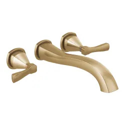 Click here to see Delta T5776-CZWL Delta Stryke Two-Handle Wall-Mount Tub Faucet Trim, Lever Handles, 8 GPM, Champagne Bronze - T5776-CZWL