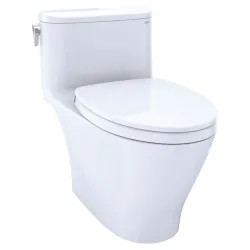 Click here to see Toto MS642124CUFG#01 TOTO Nexus One-Piece Skirted Toilet w/ SoftClose Seat (SS124), Elongated, Universal Height, WASHLET+ Ready, 1.0 GPF, Cotton White - MS642124CUFG#01 