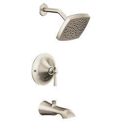 Click here to see Moen TS2913EPBN Moen Flara Posi-Temp Tub/Shower Faucet with 1.75 GPM Rainshower, 1-Function, Single Lever Handle, M-PACT, Immersion, Brushed Nickel - TS2913EPBN