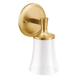 Click here to see Moen YB0361BG MOEN YB0361BG CSI Flara One-Globe Bath Light Sconce, Brushed Gold