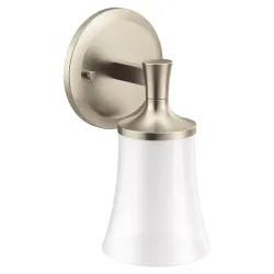 Click here to see Moen YB0361BN MOEN YB0361BN CSI Flara One-Globe Bath Light Sconce, Brushed Nickel