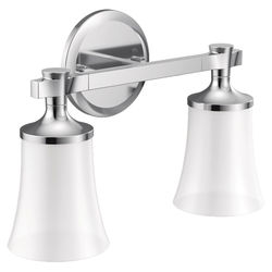 Click here to see Moen YB0362CH Moen CSI Flara Two-Globe Bath Light Sconce - Chrome (YB0362CH)
