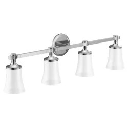 Click here to see Moen YB0364CH MOEN YB0364CH CSI Flara Four-Globe Bath Light Sconce, Chrome