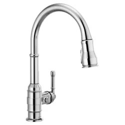Click here to see Delta 9190-DST Delta Broderick Single Handle High Arc Pull-Down Kitchen Faucet, Chrome - 9190-DST