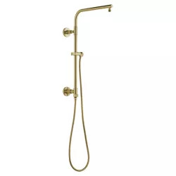 Click here to see Delta 58810-CZ Delta Universal Showering 18in Round Shower Column Kit with Stretchable Hose for Shower Head and Hand Shower, Brilliance Champagne Bronze - 58810-CZ