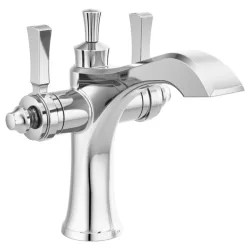 Click here to see Delta 856-DST Delta Dorval Single-Hole Chrome Lavatory Faucet, Metal Pop-Up, 1.2 GPM, Two-Handle, DIAMOND Seal, Lever Handles - 856-DST
