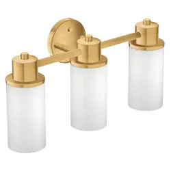 Click here to see Moen DN0763BG Moen Iso Brushed Gold Three Globe Bath Light - DN0763BG