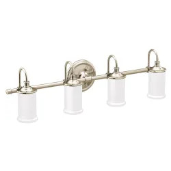 Click here to see Moen YB6464NL Moen YB6464NL Belfield Four Globe Bath Light, Polished Nickel