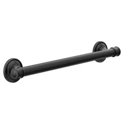 Click here to see Moen YG6418BL Moen Matte Black 18in Grab Bar for Kingsley Collection, SecureMount Anchor, ADA-Compliant - YG6418BL