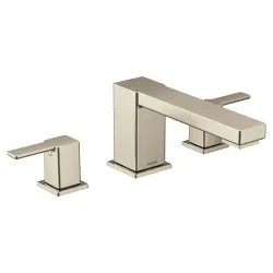 Click here to see Moen TS913BN Moen 90 Degree Two-Handle Roman Tub Faucet, 10in Center, Lever Handles, Temperature Indicator, Brushed Nickel - TS913BN