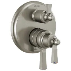 Click here to see Delta T27856-SS Delta Dorval Monitor 17 Series Two-Handle Valve Trim w/ 3-Function Diverter, Lever Handles, Stainless Steel - T27856-SS