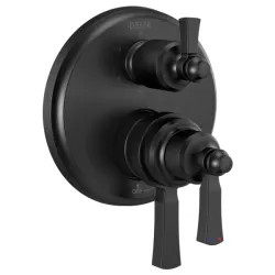 Click here to see Delta T27956-BL Delta Dorval Monitor 17 Series Two-Handle Valve Trim w/ 6-Function Diverter, Lever Handles, Matte Black - T27956-BL