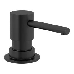 Click here to see Delta RP100734BL Delta Trinsic 13oz Soap and Lotion Dispenser, Metal, Round, Counter-Mount, Matte Black - RP100734BL