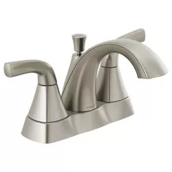 Click here to see Peerless P2535LF-BN Peerless Parkwood Centerset Low-Arc Bathroom Faucet with 50/50 Pop-Up Drain, Two-Handle, 1.0 GPM, Lever Handle, ADA, WaterSense, Brushed Nickel - P2535LF-BN