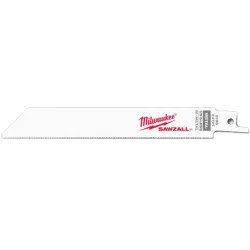 Click here to see Milwaukee 48-00-5186 Sawzall 48-00-5186 Bi-Metal Reciprocating Saw Blade, 6 in L x 3/4 in W x 0.05 in T, 24 TPI