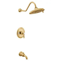 Click here to see Moen UTS33103EPBG Moen Weymouth M-Core 3-Series Tub/Shower Faucet with 1.75 GPM Rainshower, 2-Function, Single Lever Handle, M-PACT, Immersion, Brushed Gold - UTS33103EPBG