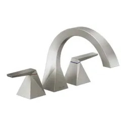 Click here to see Delta T2746-SS Delta Trillian Two-Handle Roman Tub Faucet Trim, C-Spout, Lever Handles, ADA-Compliant, Stainless - T2746-SS