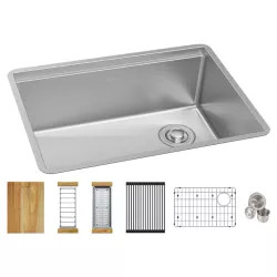 Click here to see Elkay EFRU24169RTWC Elkay EFRU24169RTWC Crosstown 16-Gauge Workstation Stainless Steel Single Bowl Undermount Sink Kit, 25-1/2