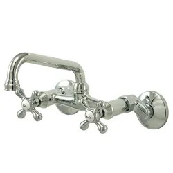 Click here to see   KINGSTON BRASS KS213C ADJUSTABLE CENTER WALL MOUNT KITCHEN FAUCET CHROME
