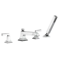 Click here to see American Standard T455901.002 American Standard Town Square S Two-Handle Chrome Roman Tub Faucet Trim, Brass, Lever Handles - T455901.002