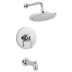 Click here to see American Standard TU105502.002 American Standard Studio S Polished Chrome 2.5GPM Tub and Shower Trim Kit with Rain Showerhead, Single Metal Lever Handle, Less Valve Body - TU105502.002