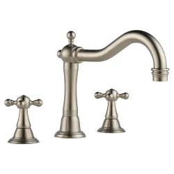 Click here to see Brizo T67338-BN Brizo Tresa Two-Handle Deck-Mount Roman Tub Faucet Trim, Cross Handles, Hook Spout, 3-Hole, Brilliance Brushed Nickel - T67338-BN
