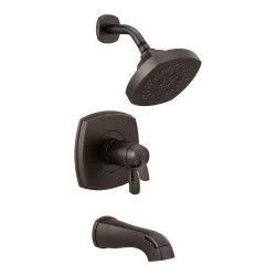 Click here to see Delta T17T476-RB Delta Stryke TempAssure 17T Series H2Okinetic Tub/Shower Faucet with 5-Setting Showerhead, 1.75 GPM, Lever Handle, Venetian Bronze - T17T476-RB