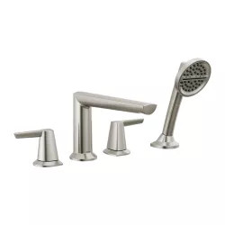 Click here to see Delta T4771-SS-PR Delta Galeon Two-Handle Roman Tub Faucet Trim with 1.75 GPM Three-Setting Hand Shower, H2Okinetic, Lever Handles, Stainless - T4771-SS-PR