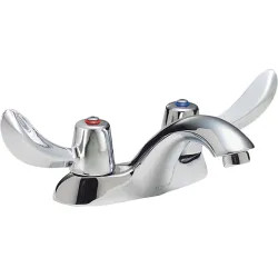 Click here to see Delta 21C143-TI Delta 21C143-TI Tech 2-Handle Cast Centerset Lavatory Faucet, Hooded Lever, No Pop-Up Hole, Standard Aerator, Temp Indicators, Chrome
