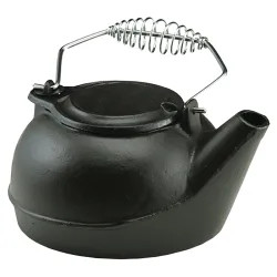 Click here to see  TK-02 US Stove 3 Qts. Cast Iron Spring-Loaded Handle Steamer Kettle, Black - TK-02