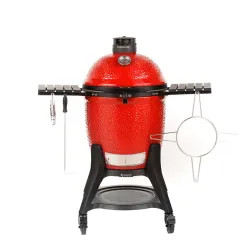 Click here to see  KJ15040921 Kamado Joe Classic Joe III 18in Ceramic Grill with Cart and Locking Wheels, 250 sq-in Cooking Space, Convertible into Smoker, Red - KJ15040921