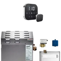 Click here to see Mr. Steam 09C1AEAA000 Mr Steam MS400EC1 9kW Steam Generator with AirButler Black Package in Polished Chrome - 09C1AEAA000