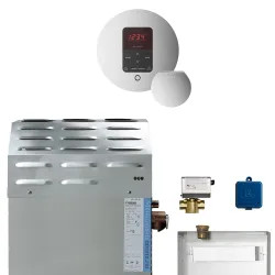 Click here to see Mr. Steam 15C1ACA0000 Mr Steam MSSUPER3EC1 15kW Steam Generator with Butler Round Package in Polished Chrome - 15C1ACA0000